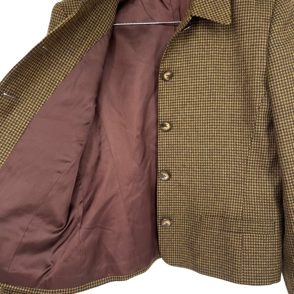 Vintage Liz Claiborne Blazer 100% Wool Green Houndstooth 12 - Picture 5 of 9